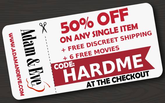 Adam &amp; Eve coupon code HARDME for 50% OFF + Free Shipping + 6 Free Movies.